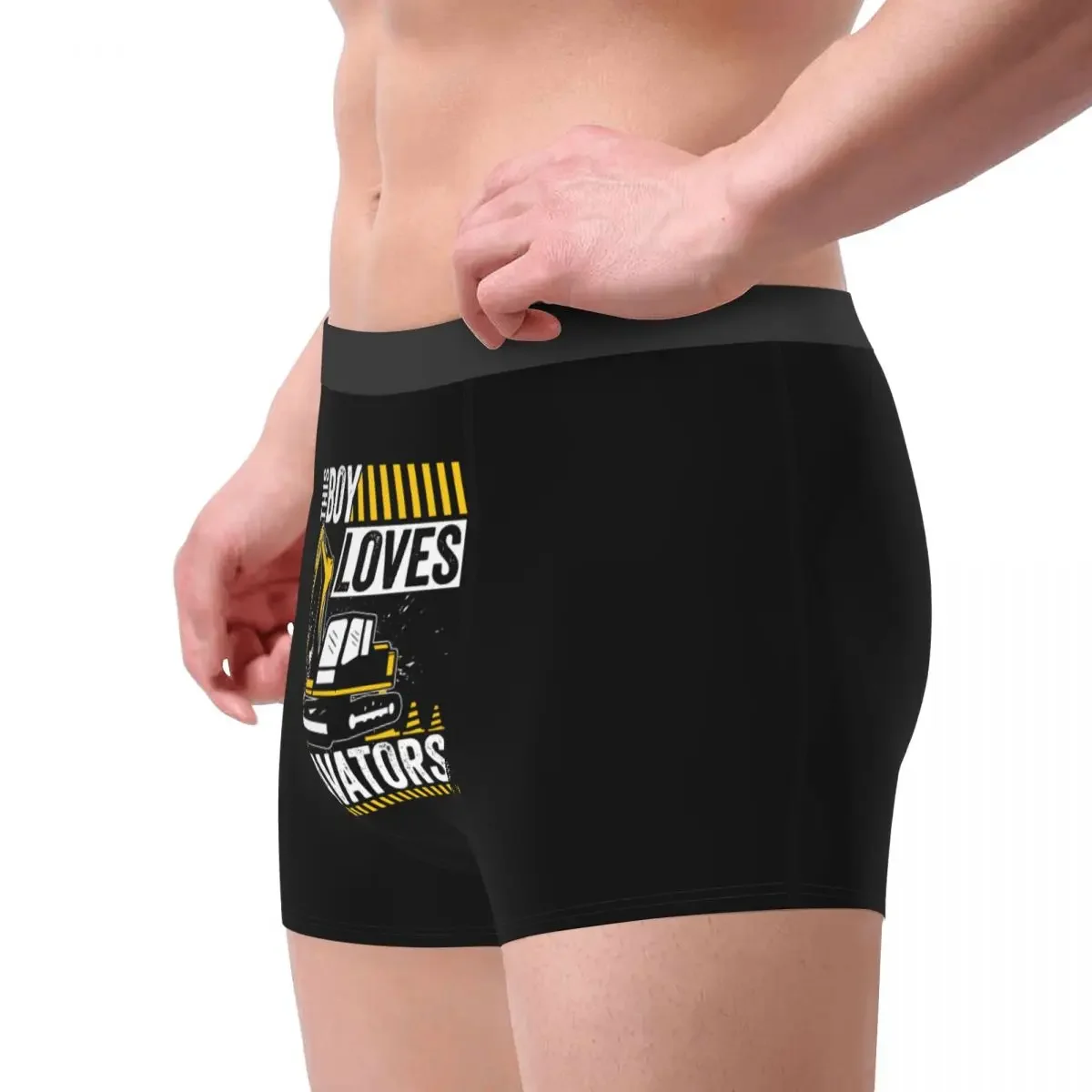 Boy Loves Excavators Man Underwear Boxer Shorts Panties Novelty Soft Underpants for Male Plus Size