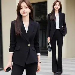 4-G7   Black suit for women, new style for autumn, small size, high-end temperamenos style, professional suit, formal work clot