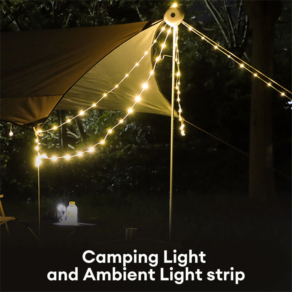 Luces LED de hadas con batería, cable de Cuero Flexible, carga tipo C, tira de luz de 360 °, iluminación IP67, impermeable para Camping