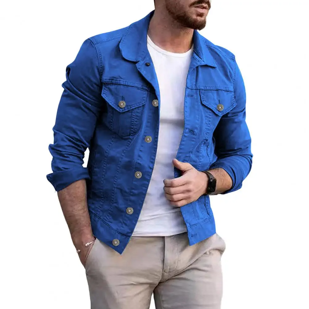 

Fashion Winter Denim Jacket Men Autumn Men's Casual Jacket New Slim Cardigan Solid Color Top Coat Outerwear