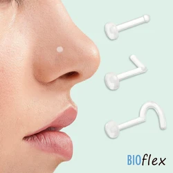 10Pcs Clear Nose Stud Rings Acrylic Nostril Piercing Jewelry for Women Work School 18G 20G Plastic Retainer Screw L Bone Shape