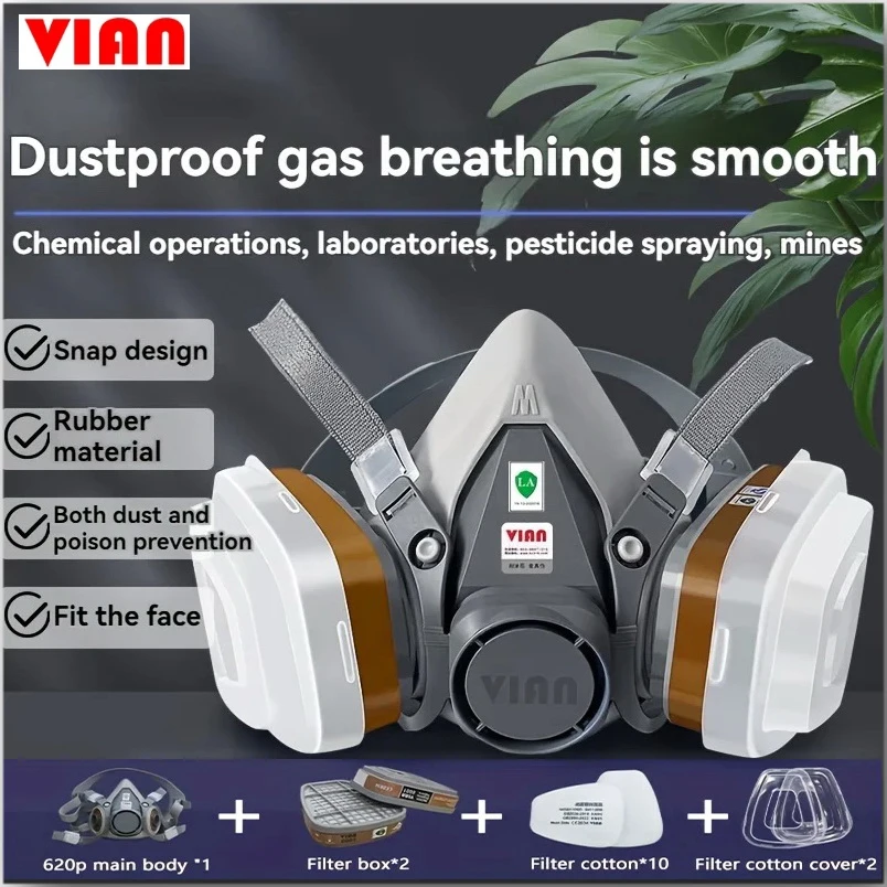 

Gas Mask 620P Dustproof Poison Kit for Paint Spraying Chemical Gas Industrial Dust Nose Qin Protective Mask