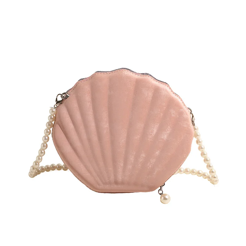 Evening Bags Shell Shape Women Clutch Bags 2024 New Wedding Bridal Handbag Pearl Beaded Fashion Shell Chain Party Bags