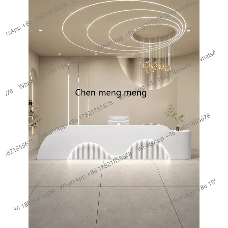 Luz de luxo salão de beleza bar checkout página curvada loja moderna simples recepção pintura de cozimento