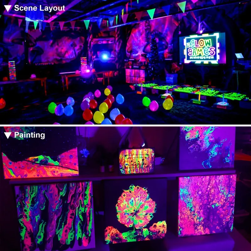 30 واط 60 واط 100 واط التوصيل الأشعة فوق البنفسجية أضواء سوداء IP66 المرحلة Blacklight الأشعة فوق البنفسجية تأثير الفيضانات ضوء لجميع القديسين عيد الميلاد الرقص ديسكو الطرف #4