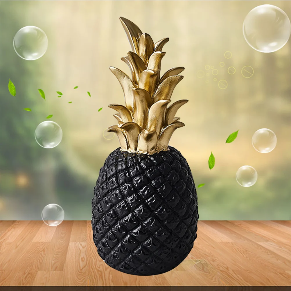 

Resin Pineapple Shaped Ornament Creative Rustic Indoor Outdoor Table Home Wedding Shower Desktop Decor Black Small