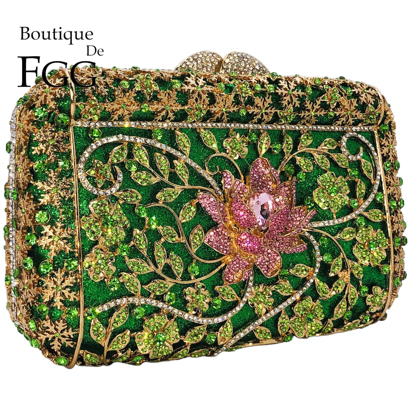 

Бутик De FGG, кошельки-клатчи с зелеными кристаллами для женщин, клатч со стразами для официальной вечеринки, свадебные вечерние сумки с цветами