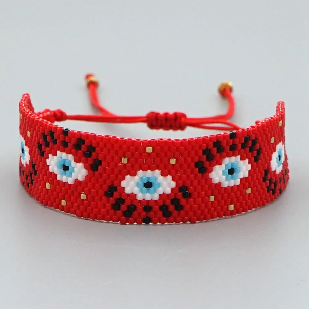 

Beaded Bracelet Hand woven fashion Türkiye's evil eye personality Simplicity Adjustable Bohemia Unisex Rice Ball Bracelet