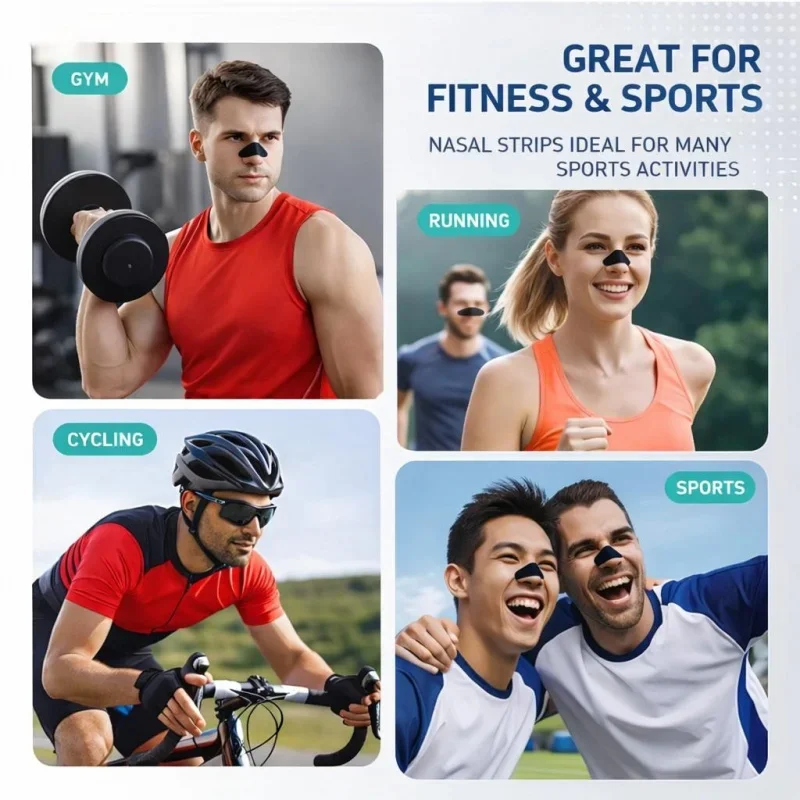 120Pcs Sport Nasal Strips Waterproof Sweat Resistant Tone Extra Strength Running Workout  Nasal Dilator Patches Anti Snoring