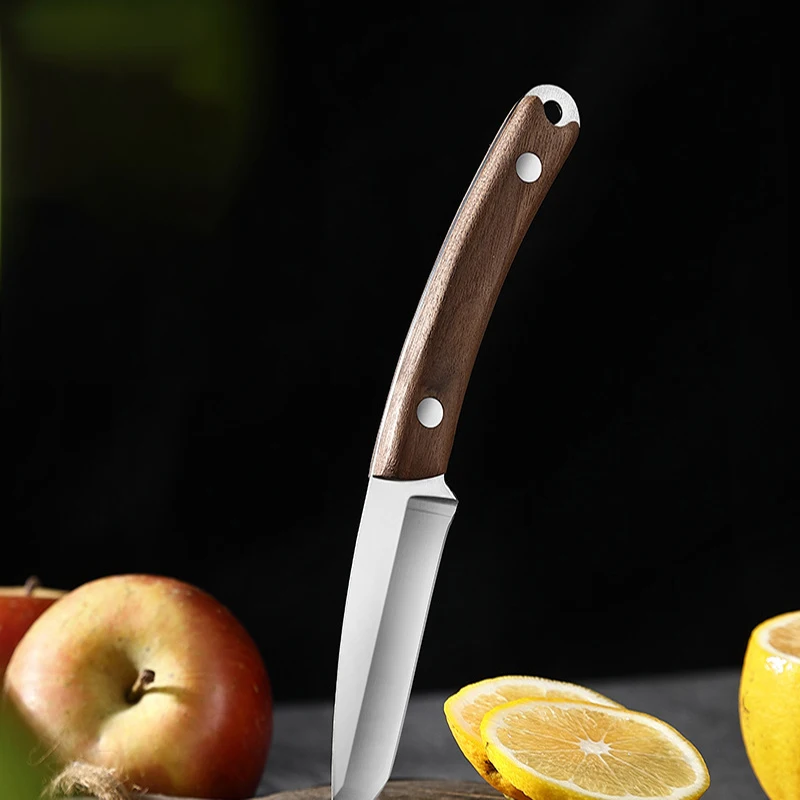 Stainless steel fruit cutting Mongolian handlebar meat cutting and barbecue knife, kitchen household beef and mutton chops with