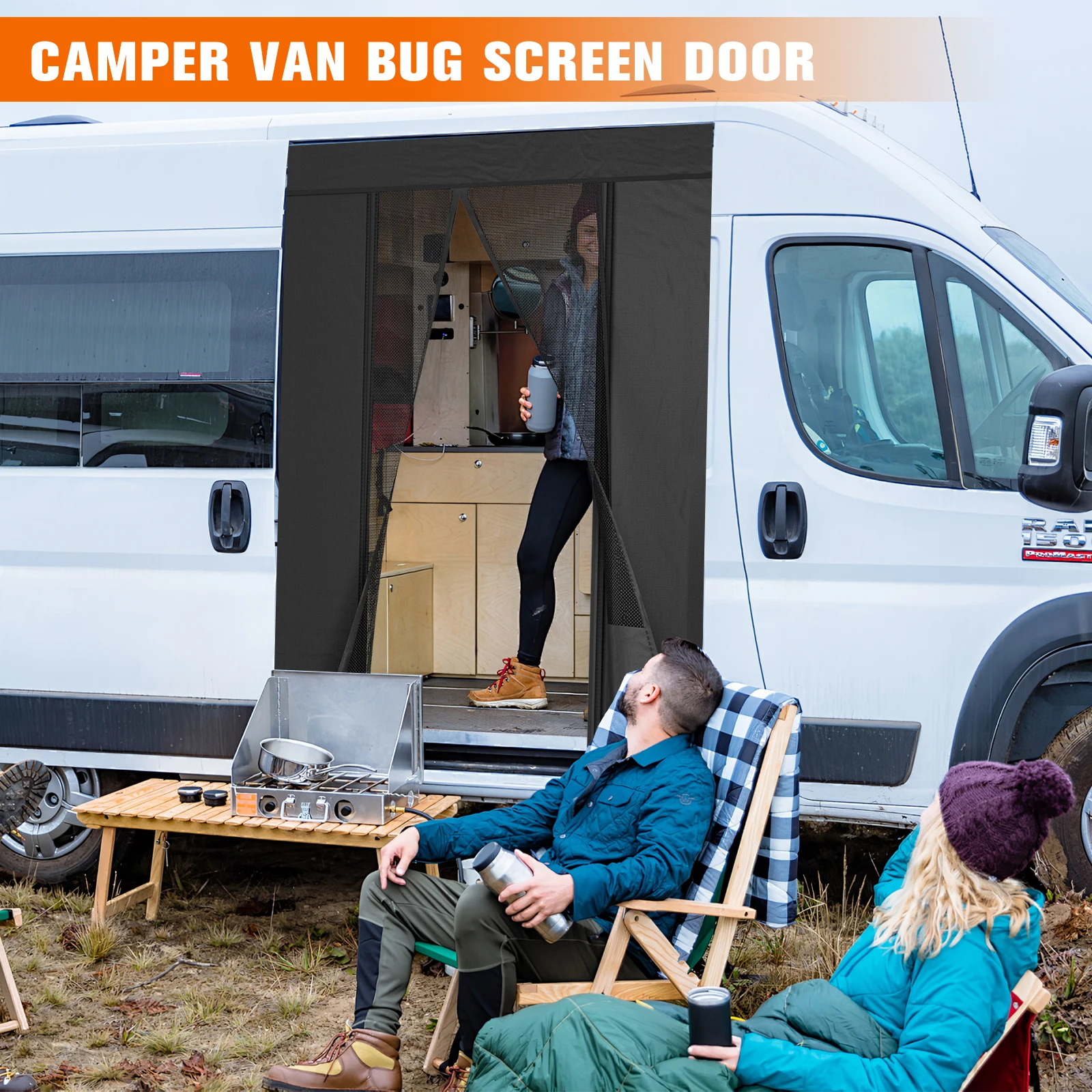 باب شاشة مغناطيسي، ناموسية متوافقة مع VW T5، T6 للباب المنزلق، حماية من الحشرات على الشاشة الطائرة والحماية من الشمس