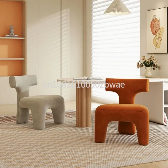 Nordic Lamb Velvet Seats With Milk Style Casual Seats Made Of High-quality Solid Wood Material And Durable Fabric