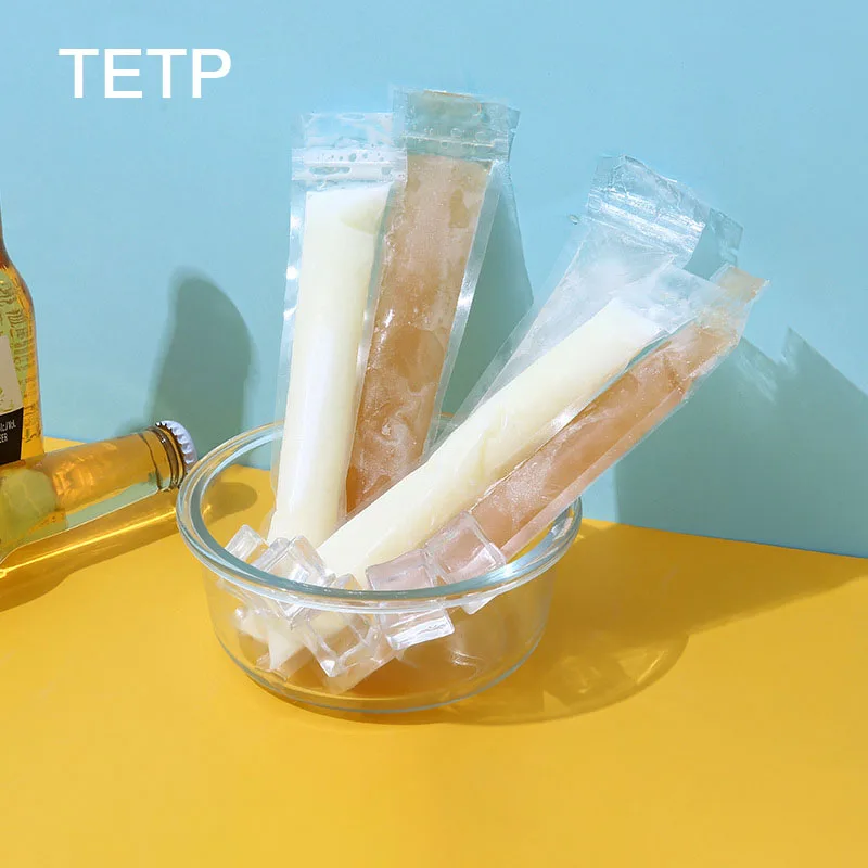 TETP-bolsas transparentes para Polos de 100 piezas, embalaje para congelador de helados desechables, hecho a mano, para yogur, favores de fiesta de vacaciones