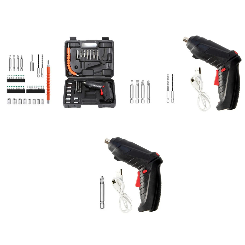 

Black Rechargeable Electric Screwdriver Portable And Wireless For Convenient Cordless Screwdriver Electric Drill 47pcs