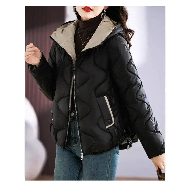 Winner Jackets Warm Coat New Women Clothing Korean Chic Hooded Quilted Jacket Cotton Parkas Harajuku Vintage Streetwear Coat