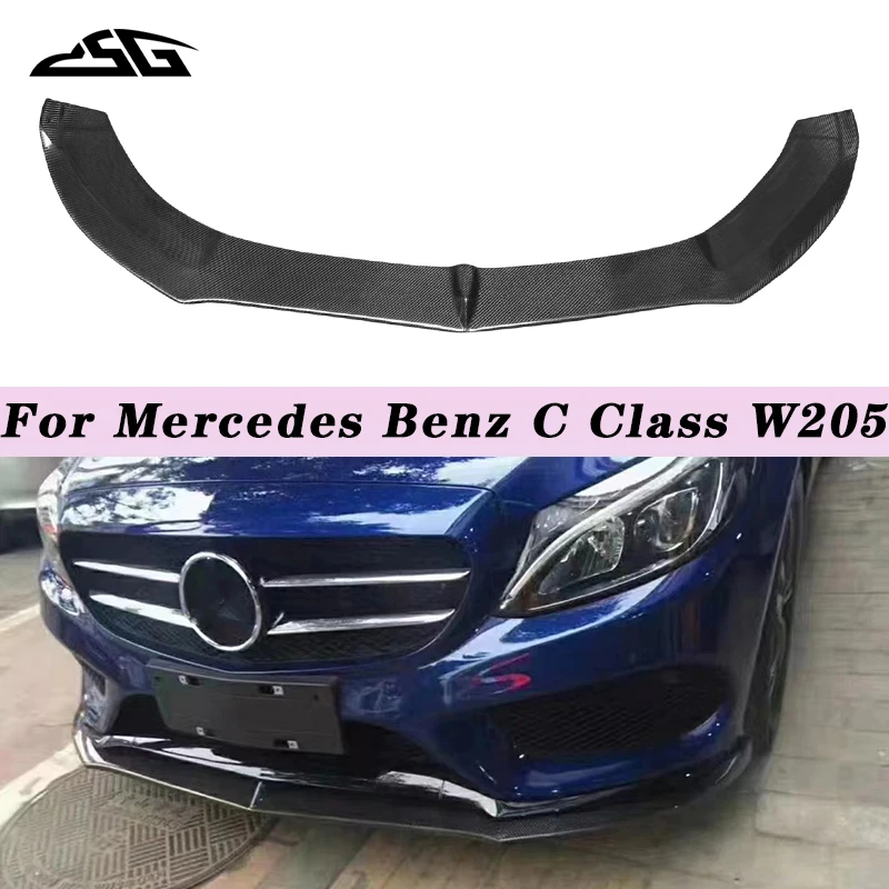 Car Front Lip Splitter For Mercedes Benz C Class W205 C200 C260 14-18 Carbon Fiber Front Bumper Diffuser Spoiler Body Kit