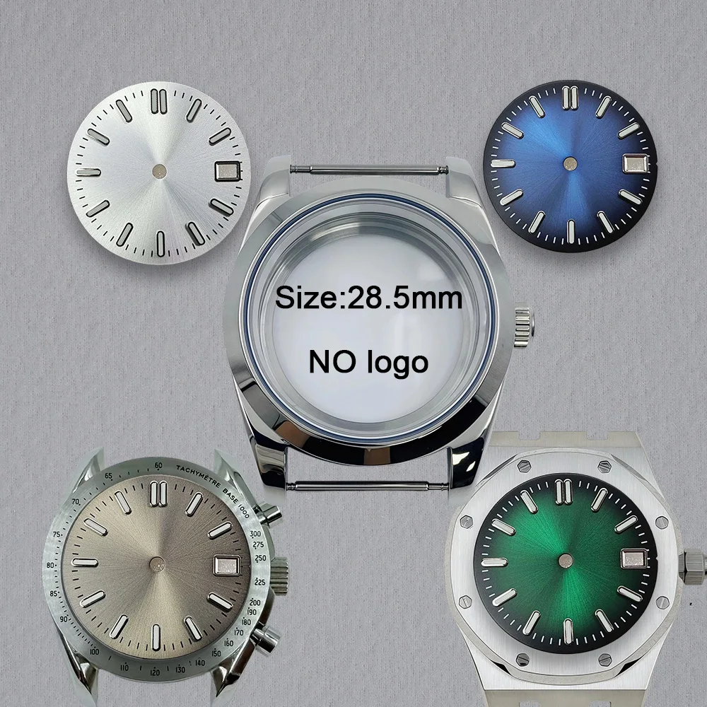 28.5mm No Logo Blank Dial For NH35 Movement Green Luminous Custom Logo Watch Dials Hands Accessories Repair Tools