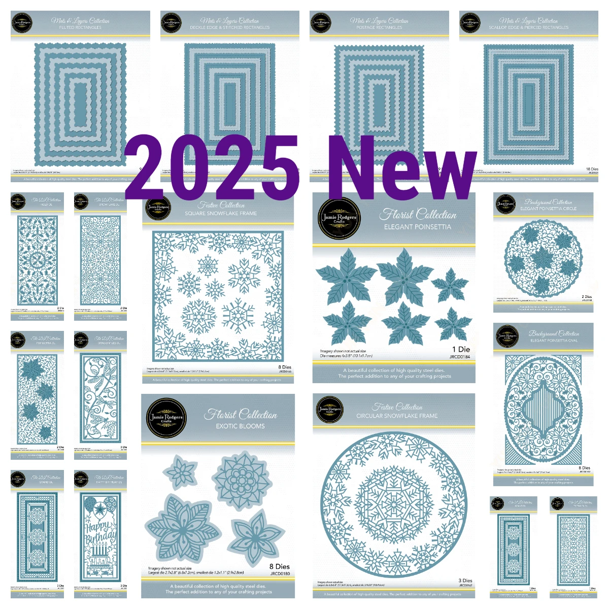 2025 New Creative Expressions Die Christmas Holly Snowflake Scallop Edge Pierced Postage Rectangles Die Set DIY Scrapbook Card
