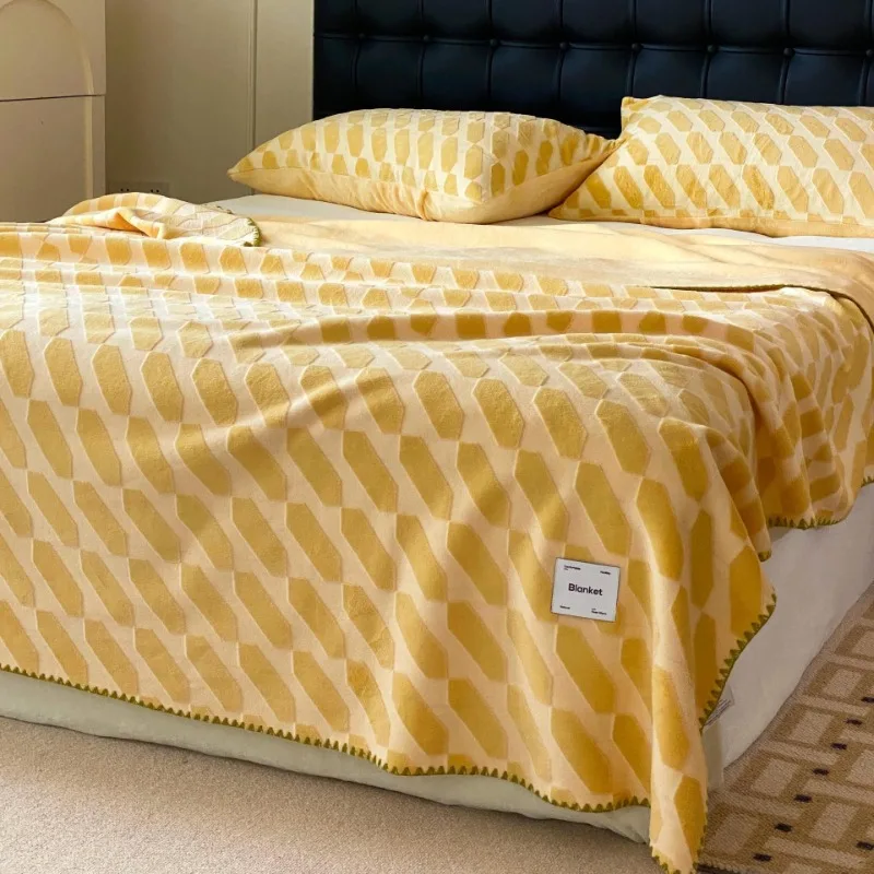 

Comfortable Household Items Double-sided Blanket Keep Warm Soft Knitted Picnic Travel Blanket Throw Cover Bedding Skin-friendly