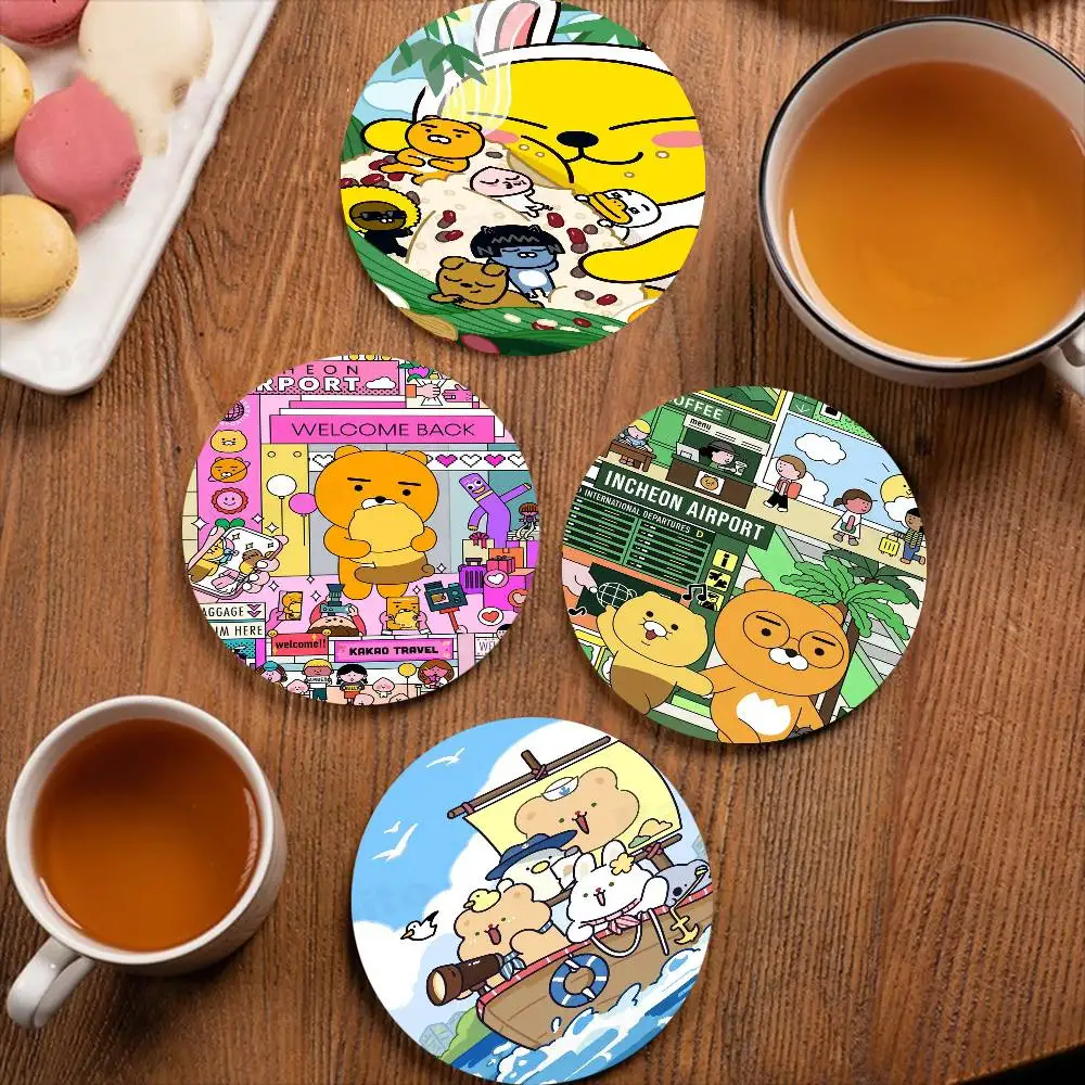 CARTOON CUTE K-KAKAOS lOVELY FRIENDS Wooden Coaster Coffee Teacup Decoration Coffee Shop Beverage Shop Family Cafe Decoration