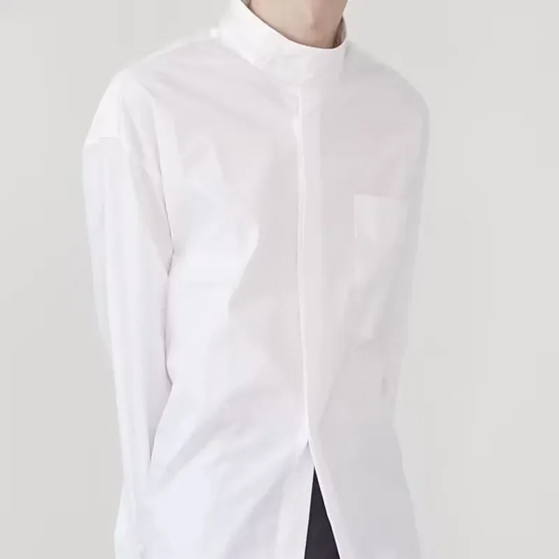 

Мужская рубашка с полуводолазкой, корейская версия, модный нишевый дизайн, свободный французский минималистичный топ