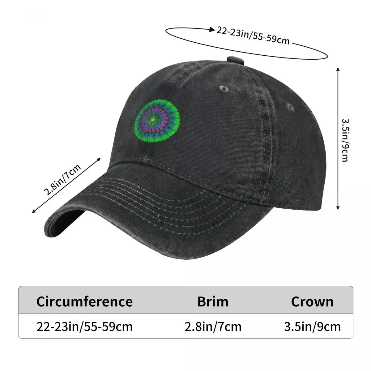 Mandala neon multicolor art Baseball Cap Ball Cap Hip Hop party Hat Trucker Hat Men Golf Wear Women's