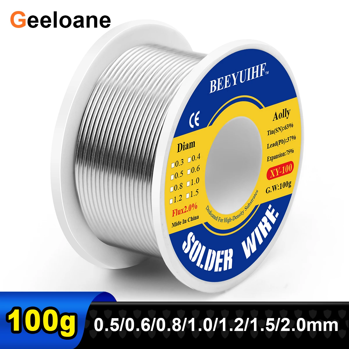 

100g Rosin Solder Wire Tin 63/37 Rosin Core Tin Flux 2.0% 0.5/0.6/0.8/1.0/1.2/1.5/2.0mm Rosin Welding Soldering Reel No-clean