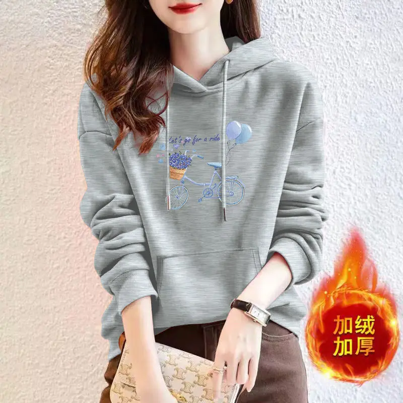 

Hooded Hoodie Women's New Cotton Korean Version Loose Autumn Winter Large Size Casual Versatile Plus Velvet Couple Student Top