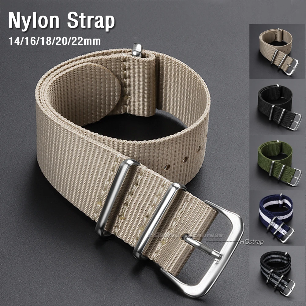 Image of Nylon-Uhrenarmband, 14 mm, 16 mm, 18 mm, 20 mm, 22 mm, universelles Ersatzband für Samsung Watch4/5/6/7, 40 mm, 44 mm, klassisches Canvas-Armband