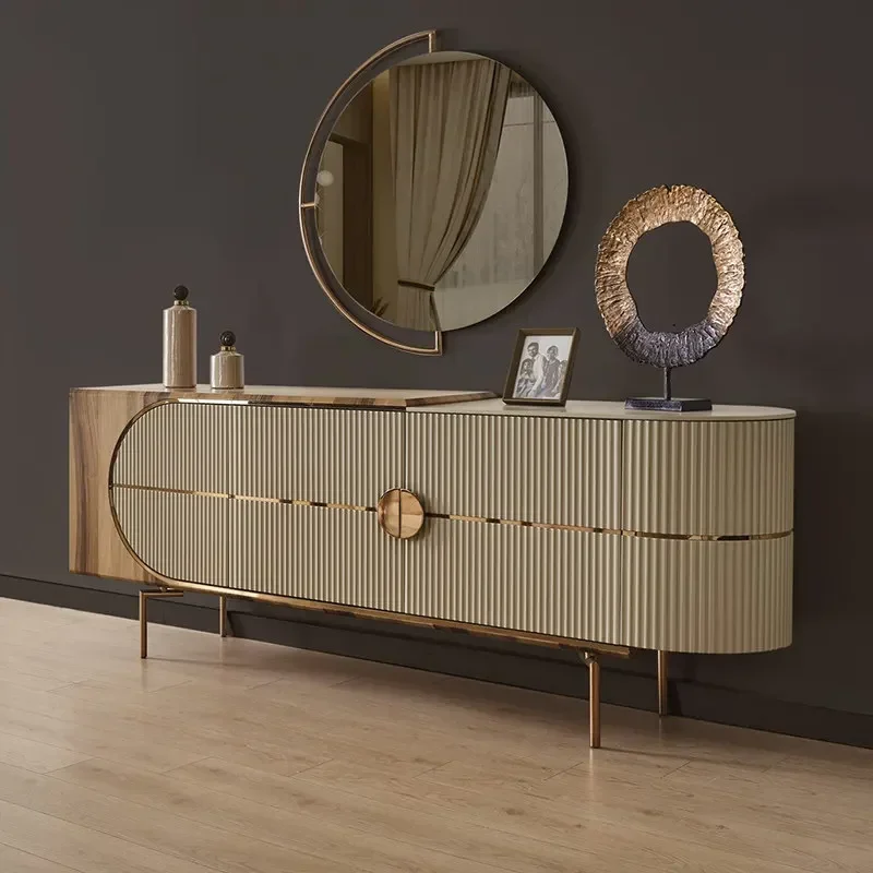 Light luxury door cabinet living room creative engraving side cabinet
