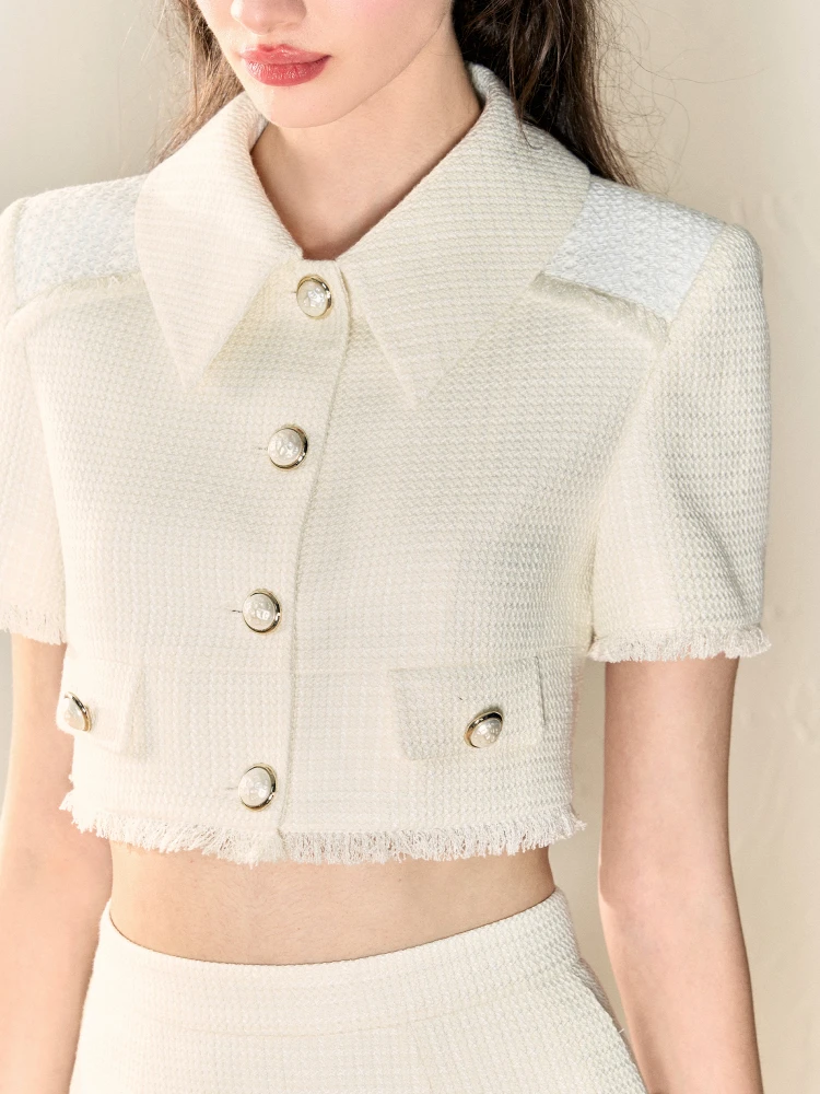 Aoi donna di alta qualità francese di lusso piccolo profumato Set di due pezzi estate Y2k vestibole dolce carino giacca corta cappotto + gonna abiti
