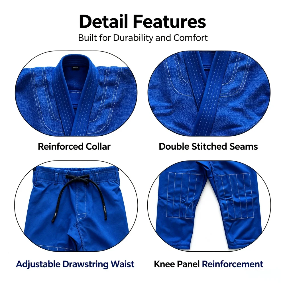 Adult Kid Brazilian Jiu Jitsu Uniform BJJ Gi Kimono with Free Belt Heavy Reinforced Stitch Grappling Martial Arts Training Suit
