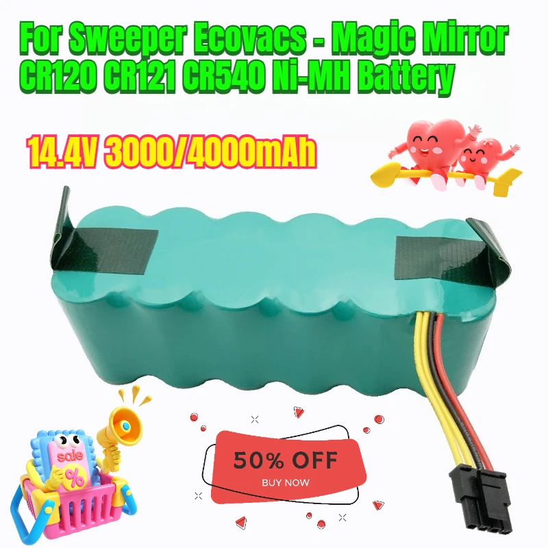 

14.4V 3000/4000mAh for Sweeper Ecovacs - Magic Mirror CR120 CR121 CR540 Ni-MH Battery