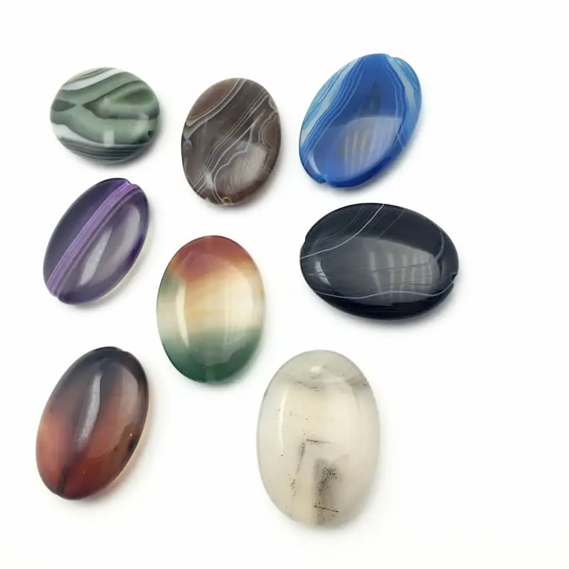 Multicolor Natural Stone Agate Oval 30x40MM Straight Hole Beads Suitable for DIY Necklace Pendant Women's Men's Fashion Jewelry