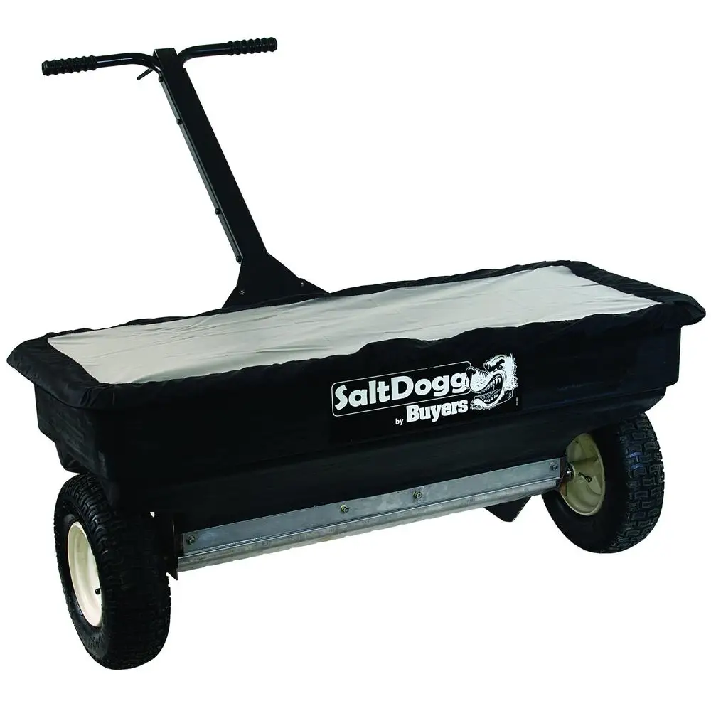 Professional Drop Salt Spreader 200 lb Capacity Stainless Steel Poly Hopper BlackWB400