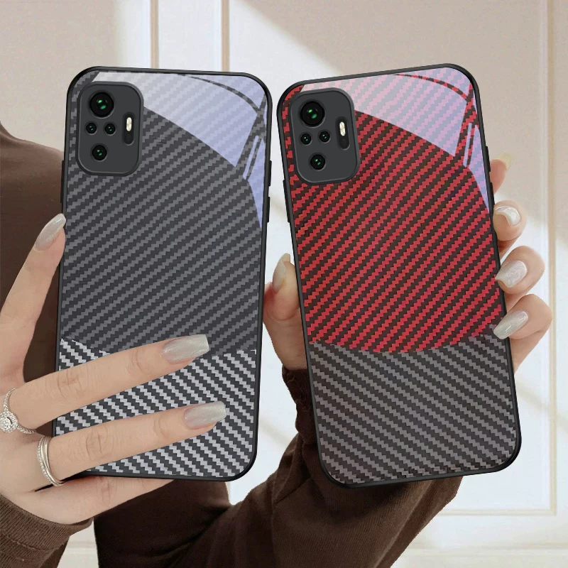 

Fiber weaving texture map For Redmi Note 8 9 9S 12S 10 Pro 11 12 13 Pro+ 14 Pro K60Ultra 13C 14C A3 12 13 Black Glass Phone Case