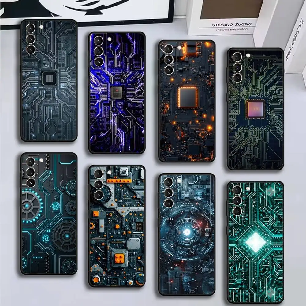 

I-Inside Circuit Board Phone Case For Samsung GalaxyA13,21s,22,31,32,52,53,71,72,73,Soft Black Cover