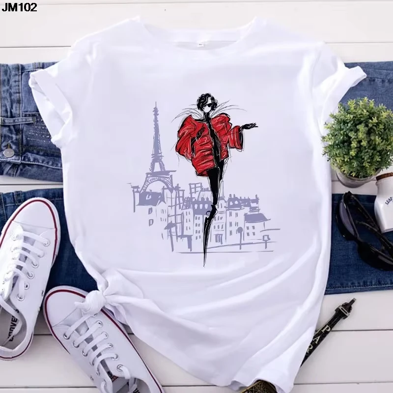 180g pure cotton T-shirts,Plus-size women's  comfortable and soft with unique pattern design that is fashionable and trendy