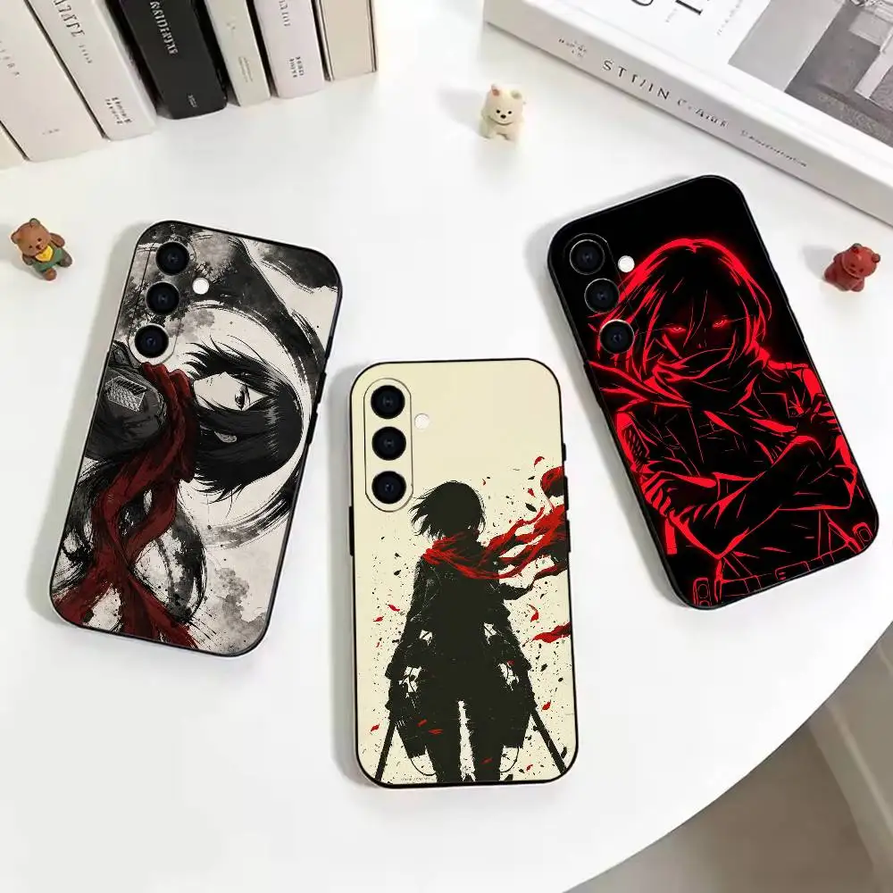 Mikasa Ackerman Attack on Titan Soft Silicone phone Case for Samsung Galaxy A73//A72/A70/A53/A52/A51 - Black