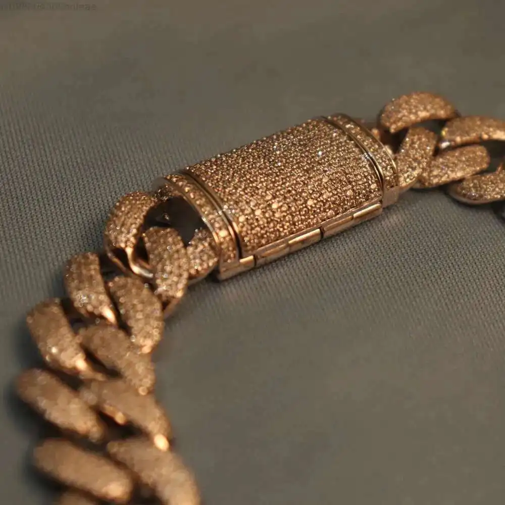 

Индивидуальное кубинское ожерелье-цепочка с бриллиантами, розовое золото 18 карат, полностью ледяная кубинская цепочка в стиле хип-хоп, цепочка из бриллиантового золота для мужчин