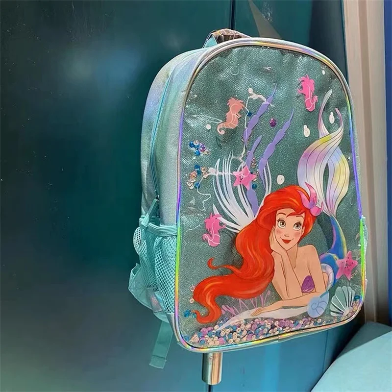 Disney The Little Mermaid Ariel Princess  Little Girl schoolbag PU Laser shoulder large capacity school bag