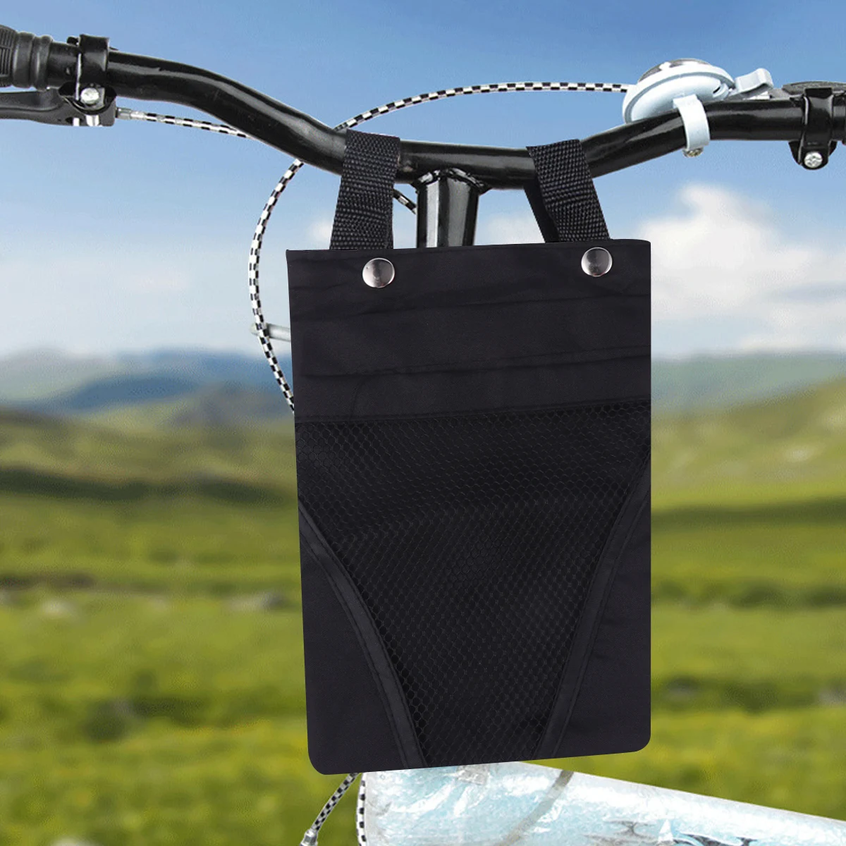 

2pcs Bike Basket Hanging Bag Multi-Pocket Storage Pouch For Bicycle Scooter Electromobile Front Mount Container Black