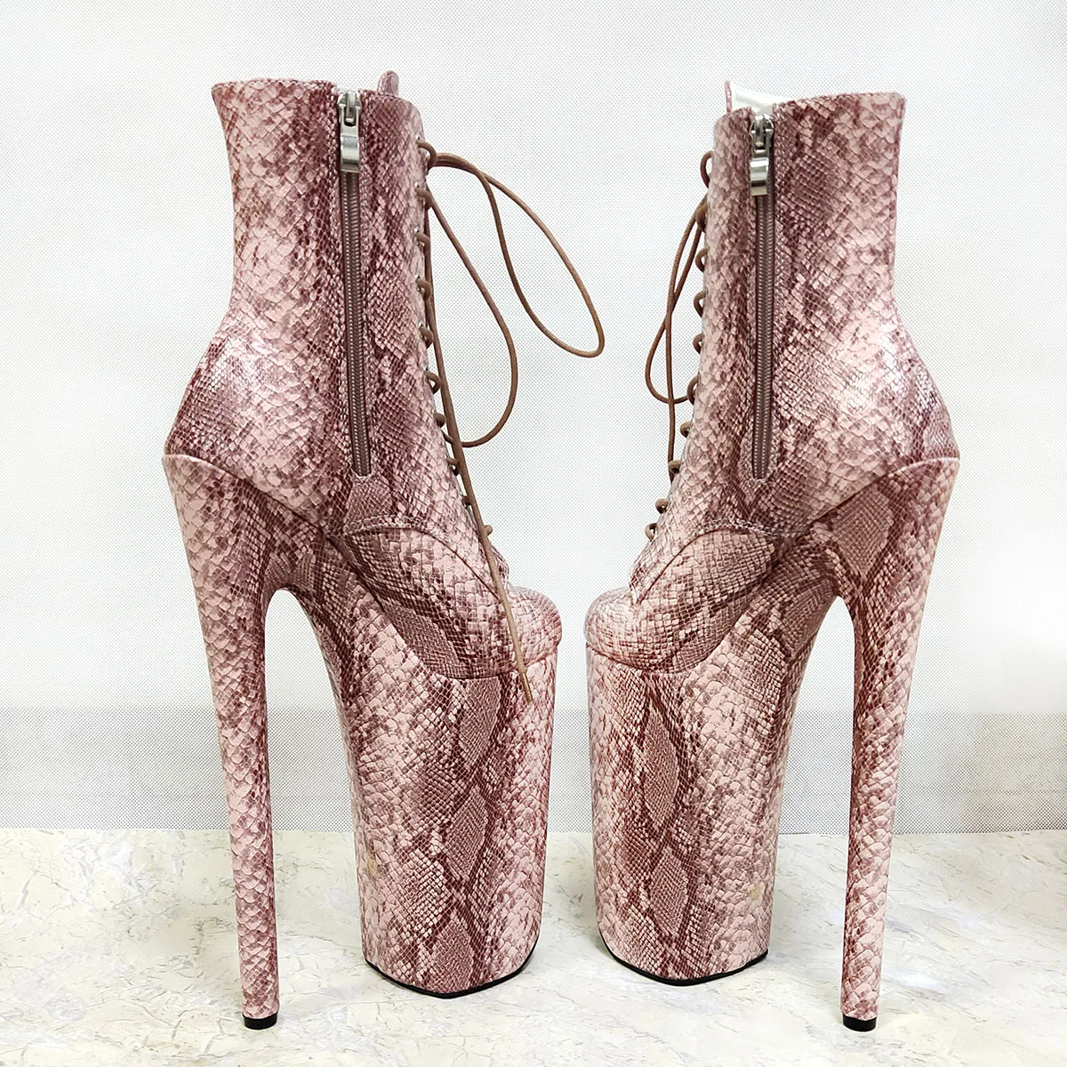 26cm Snake Print Crossdresser Strip Pole Dance 10Inch Gothic Sexy Fetish Catwalk Exotic Dancer Platform Ankle Boots Pole Dance