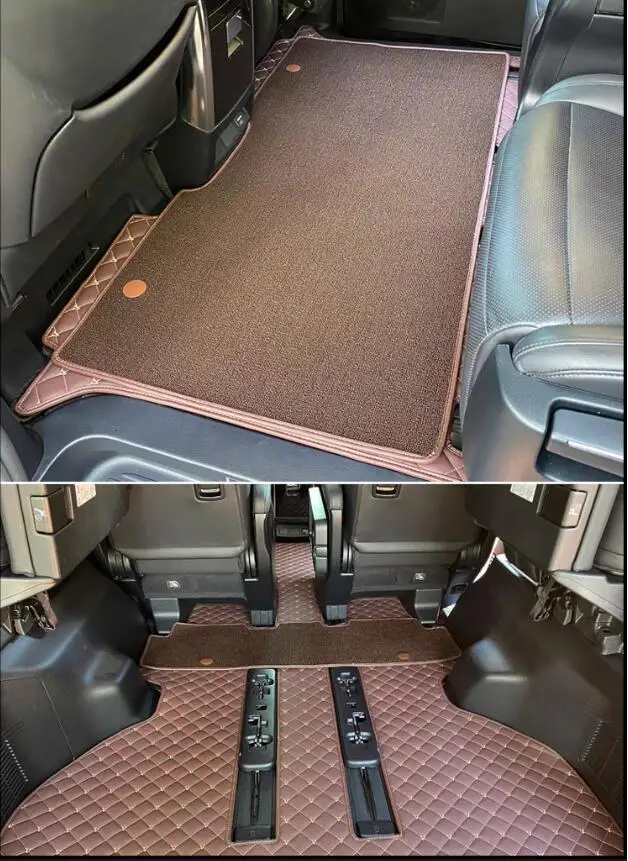 

Top quality,Custom full set car floor mats for Right hand drive Toyota Vellfire 2025-2002 7 8 seats 3 rows double layers carpets