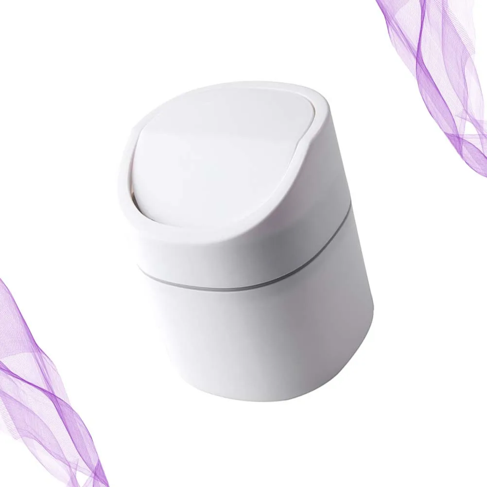 

Press Top Trash Can Mini Desktop Garbage Bin For Bathroom Kitchen Office Pp Waste Container Compact Non-Rusty White