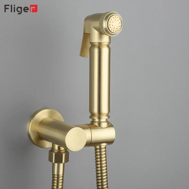 

Fliger Gold Bidet Faucet Portable Bidet Sprayer Set Brass Toilet Faucet Sprayer Hygienic Shower Bidet Hot Cold Water Mixer Tap