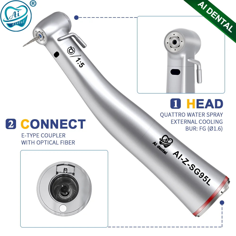 

AI-Z-SG95L Dental Implants Contra Angle Handpiece 1:5 Stainless Steel Quattro Spray Outer Water with Optic