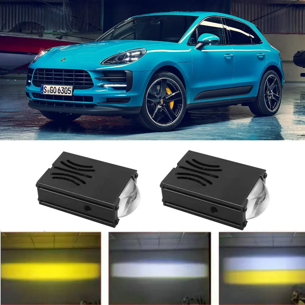 

Grille Mount, White/Yellow Dual Color Modules 1.5" LED Fog Lights For Porsche MACAN 95B Panamera 970