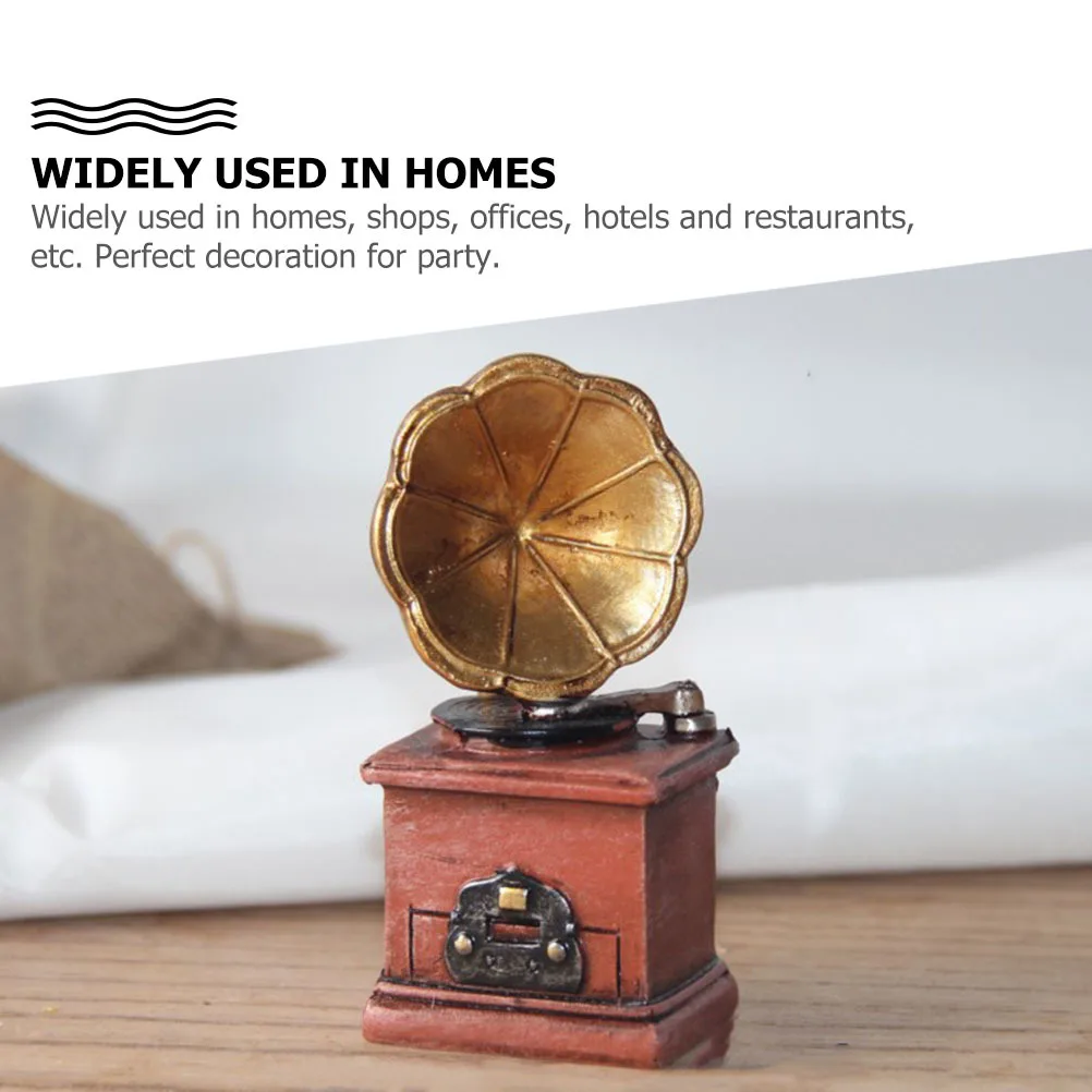 

3Pcs Mini Retro Decor Simulation Phonograph Perfect for Party Home Office Hotel Decor Mini Retro Piano Table Decoration