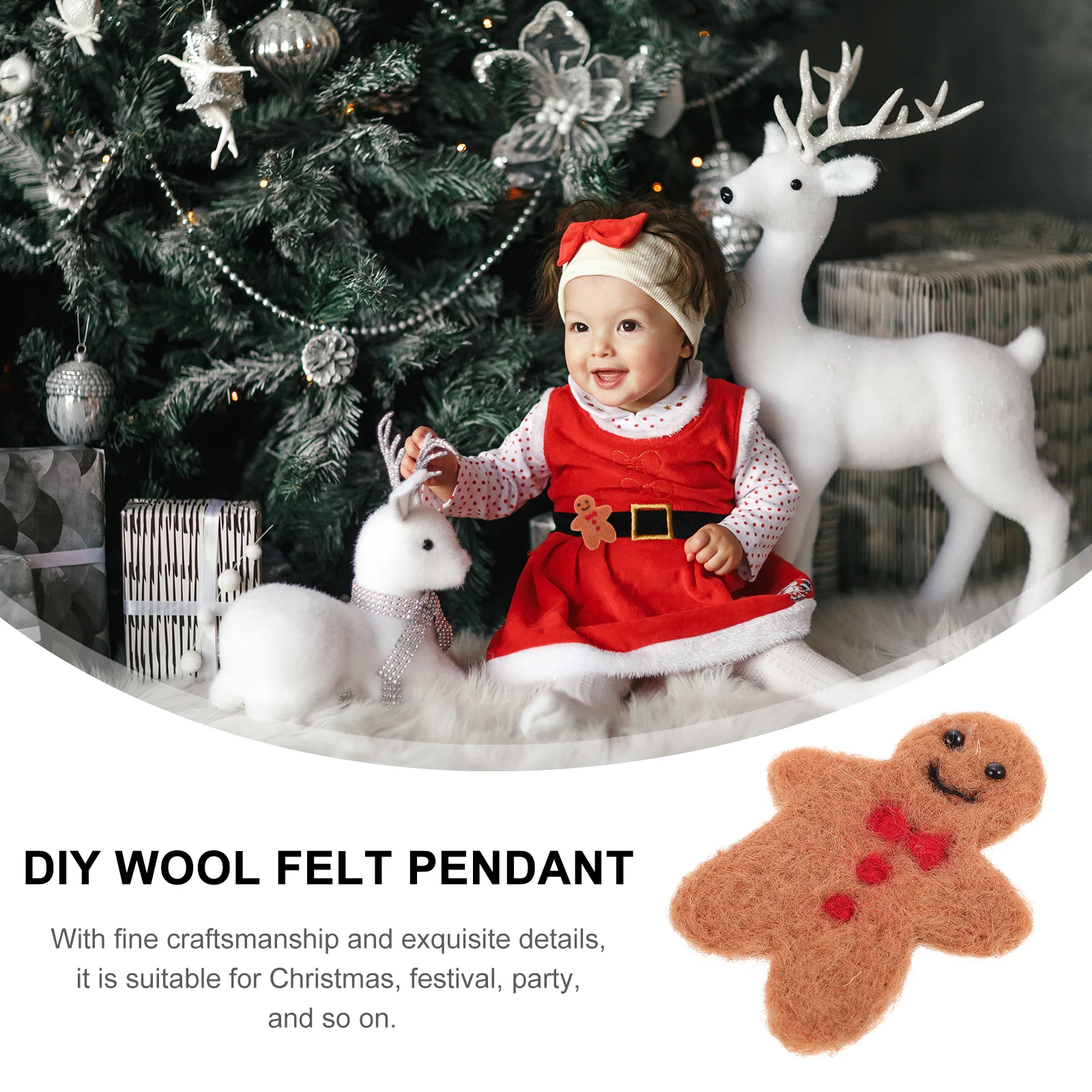 

10pcs Gingerbread Man Pendant Christmas Decor DIY Wool Felt Tree Hanging Accessories Lightweight Storage Jewelry Crafts